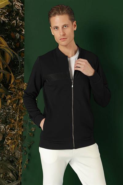 Slim Fit Hakim Yaka Önü Taş Baskılı Lacivert Mont MT 170