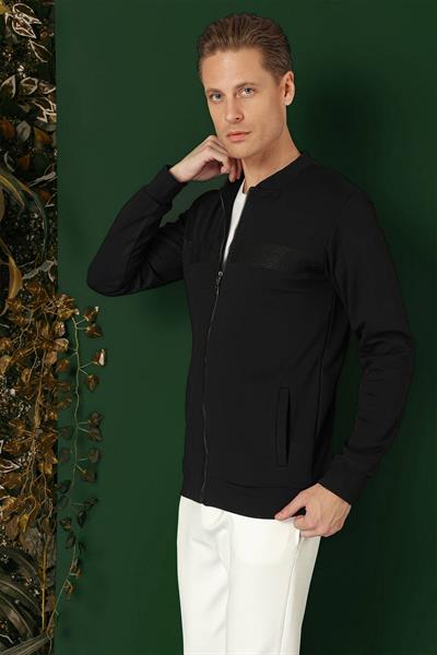 Slim Fit Hakim Yaka Önü Taş Baskılı Lacivert Mont MT 170