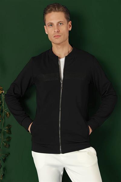 Slim Fit Hakim Yaka Önü Taş Baskılı Lacivert Mont MT 170