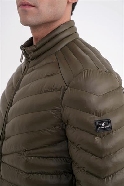 Slim Fit Hakim Yaka Yan Cepli Kaz Tüyü Haki Şişme Mont MT 176