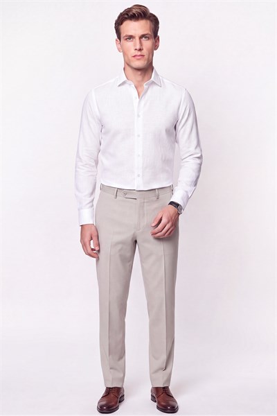 Slim Fit İtalyan Yaka Beyaz Gömlek G 1610 