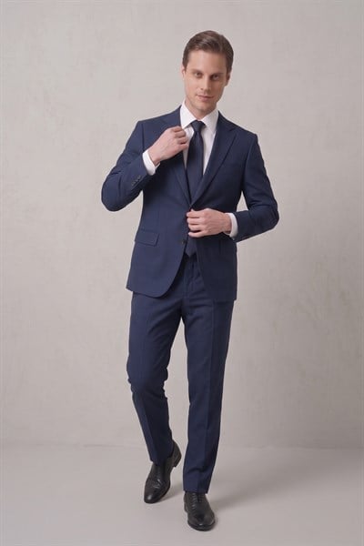 Slim Fit Klasik Mono Yaka Klasik Lacivert Takım Elbise Tk 2021