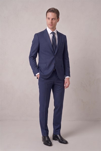 Slim Fit Klasik Mono Yaka Klasik Lacivert Takım Elbise Tk 2021