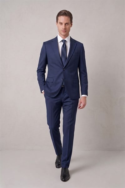 Slim Fit Klasik Mono Yaka Klasik Lacivert Takım Elbise Tk 2021