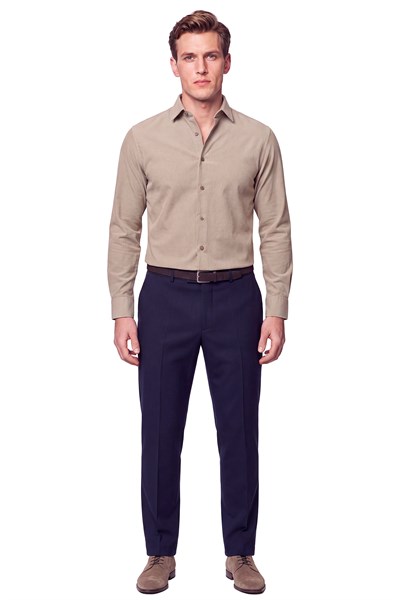 Slim Fit Modal Kumaş Bej Gömlek G 1609 