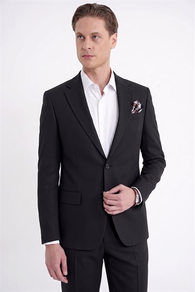 Slim Fit Mono Yaka %97 Tencel Kumaş Çift Yırtmaç Esnek Lacivert Takım Elbise TK 941