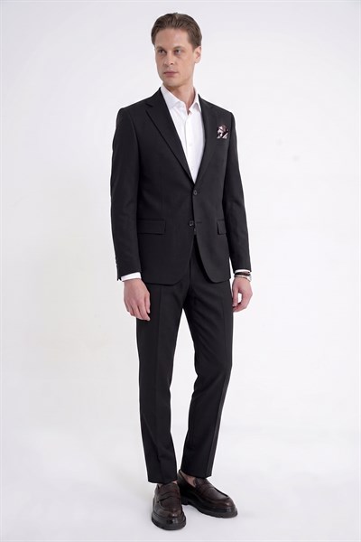 Slim Fit Mono Yaka %97 Tencel Kumaş Çift Yırtmaç Esnek Lacivert Takım Elbise TK 941