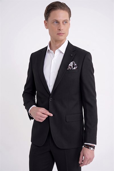 Slim Fit Mono Yaka %97 Tencel Kumaş Çift Yırtmaç Esnek Lacivert Takım Elbise TK 941