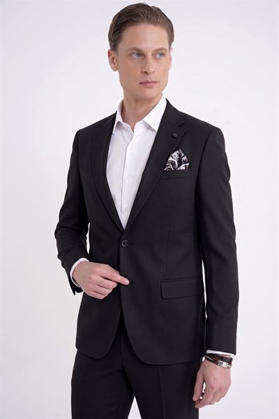 Slim Fit Mono Yaka %97 Tencel Kumaş Çift Yırtmaç Esnek Lacivert Takım Elbise TK 941