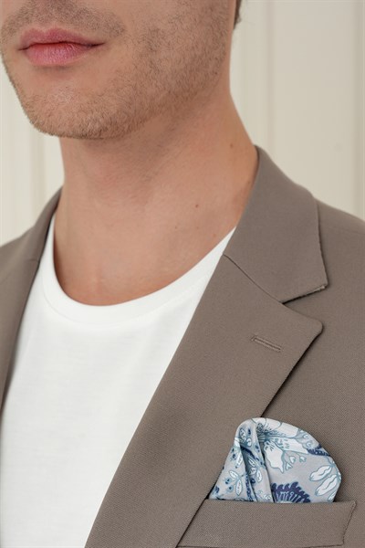 Slim Fit Mono Yaka Çift Yırtmaç Pamuklu Bej Blazer Ceket C 691