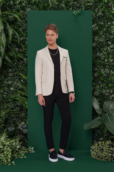 Slim Fit Mono Yaka Esnek Pamuklu Blazer Ceket C 635