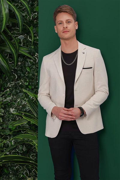 Slim Fit Mono Yaka Esnek Pamuklu Blazer Ceket C 635