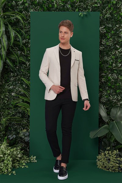 Slim Fit Mono Yaka Esnek Pamuklu Blazer Ceket C 635