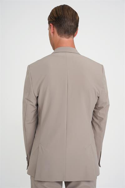 Slim Fit Mono Yaka Fleto Cepli Çift Yırtmaçlı Casual Vizon Ceket C 710