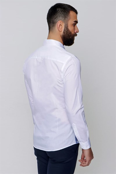 Slim Fit Önü Batik Desenli Spor Saks Gömlek G 1482