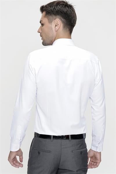 Slim Fit Pamuk Saten Klasik Beyaz Gömlek  Gk 624