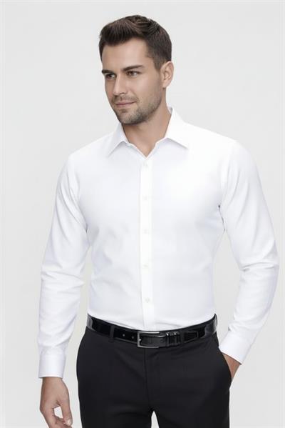 Slim Fit Pamuk Saten Klasik Beyaz Gömlek  Gk 624