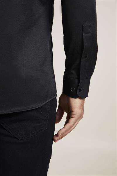 Slim Fit Pamuk Saten Klasik Siyah Gömlek  Gk 604