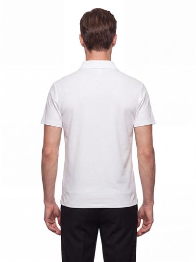 Slim Fit Pamuklu Kıvrılmaz Polo Yaka Ekru Tişört TS 928