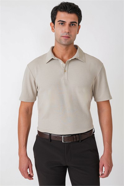 Slim Fit Pamuklu Kıvrılmaz Polo Yaka Taş Tişört TS 928