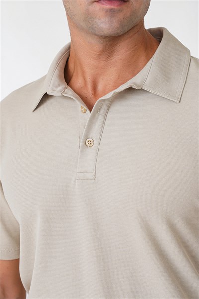 Slim Fit Pamuklu Kıvrılmaz Polo Yaka Taş Tişört TS 928