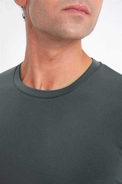 Slim Fit Pamuklu Kumaş Uzun Kollu Yeşil Tişört TS 917