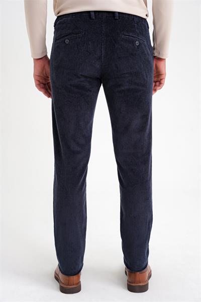 Slim Fit Pilesiz Esnek Pamuk Lacivert Fitilli Kadife Pantolon P 1199