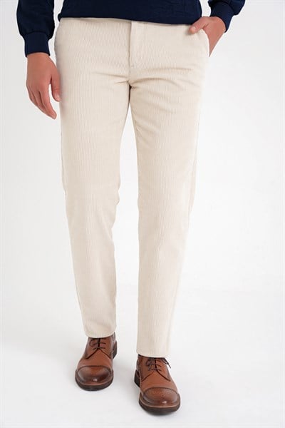 Slim Fit Pilesiz Esnek Pamuklu Kemik Fitilli Kadife Pantolon P 1199