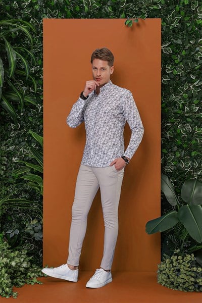 Slim Fit Pilesiz Yan Cepli Esnek %97 Pamuk Taş Chino Pantolon P 1112