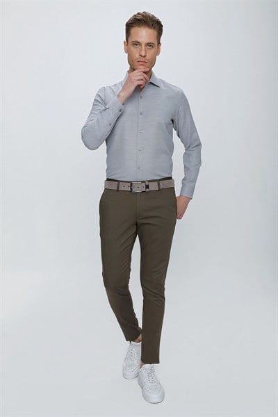 Slim Fit Pilesiz Yan Cepli Esnek %97 Pamuk Toprak Chino Pantolon P 1112