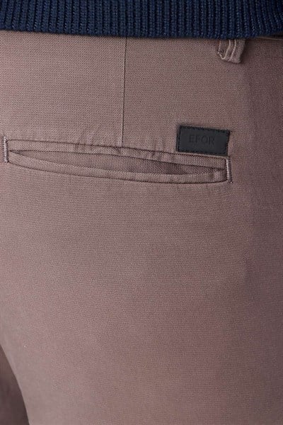 Slim Fit Pilesiz Yan Cepli Esnek Pamuk Vizon Chino Pantolon P 1100