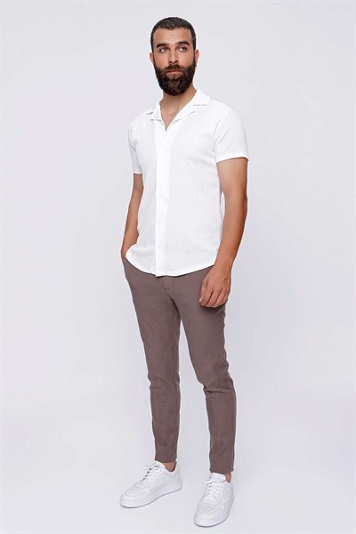 Slim Fit Pilesiz Yan Cepli Esnek Pamuk Toprak Chino Pantolon P 1093