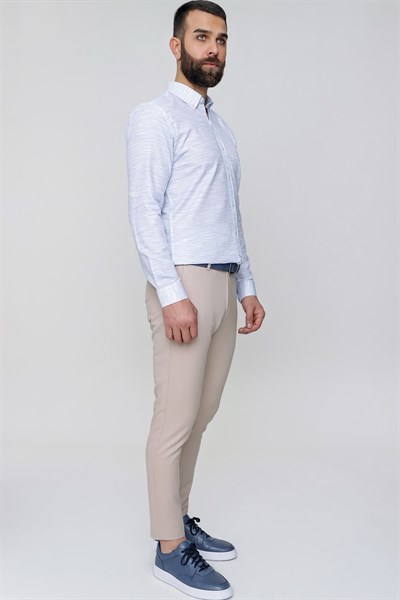 Slim Fit Pilesiz Yan Cepli Esnek Pamuklu Taş Pantolon P 1052