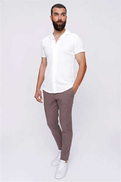 Slim Fit Pilesiz Yan Cepli Esnek Pamuk Toprak Chino Pantolon P 1093