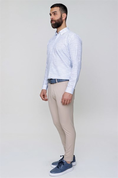 Slim Fit Pilesiz Yan Cepli Esnek Pamuklu Taş Pantolon P 1052