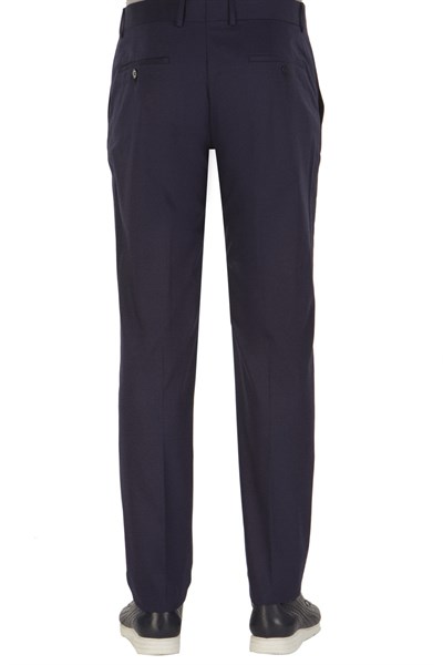 Slim Fit Pilesiz Yan Cepli Esnek Yünlü Lacivert Kumaş Pantolon P 1015