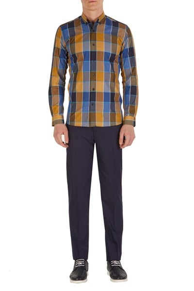 Slim Fit Pilesiz Yan Cepli Esnek Yünlü Lacivert Kumaş Pantolon P 1015