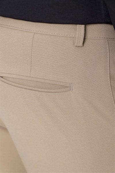 Slim Fit Pilesiz Yan Cepli Esnek Yünlü Bej Chino Pantolon P 1102