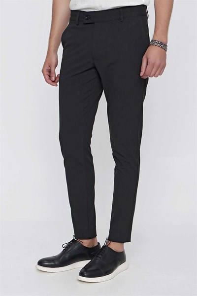 Slim Fit Pilesiz Yan Cepli Esnek Yünlü Antrasit Chino Pantolon P 1102