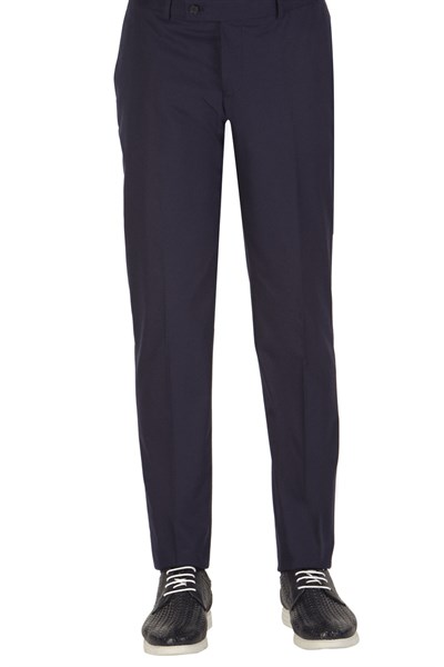 Slim Fit Pilesiz Yan Cepli Esnek Yünlü Lacivert Kumaş Pantolon P 1015