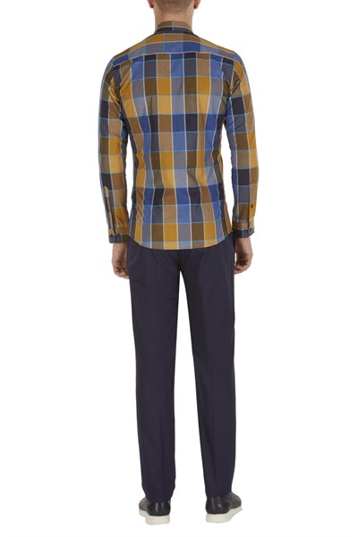 Slim Fit Pilesiz Yan Cepli Esnek Yünlü Lacivert Kumaş Pantolon P 1015