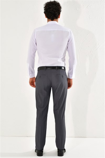 Slim Fit Pilesiz Yan Cepli Esnek Yünlü Antrasit Kumaş Pantolon P 1061