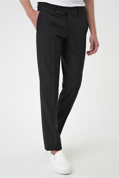 Slim Fit Pilesiz Yün Klasik Siyah Kumaş Pantolon  P 1191