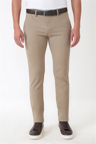 Slim Fit Rayon Karışımlı Esnek Pamuk Bej Pantolon P 1227