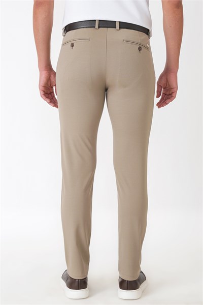 Slim Fit Rayon Karışımlı Esnek Pamuk Bej Pantolon P 1227
