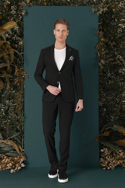 Slim Fit Sivri Yaka Esnek Pamuklu Dokulu Yeşil Blazer Ceket C 659
