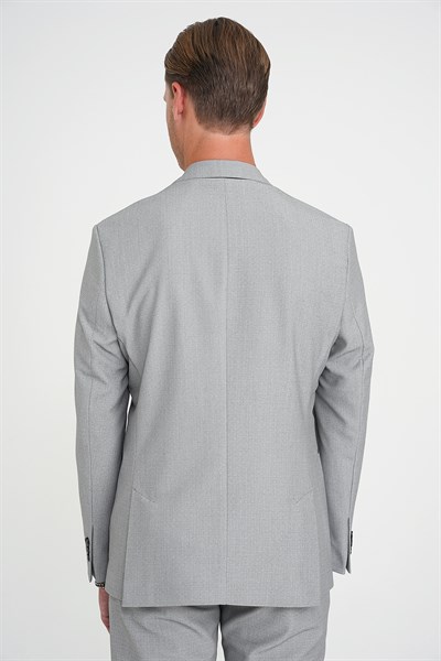 Slim Fit Torba Cep Esnek Pamuk Düz Gri Blazer Ceket C 712