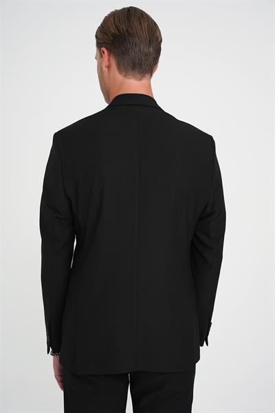 Slim Fit Torba Cep Esnek Pamuk Düz Siyah Blazer Ceket C 712