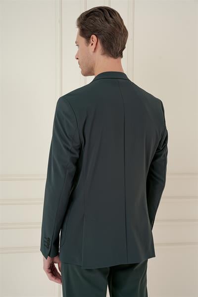 Slim Fit Torba Cep Esnek Spandex Karışımlı Düz Nefti Blazer Ceket C 696