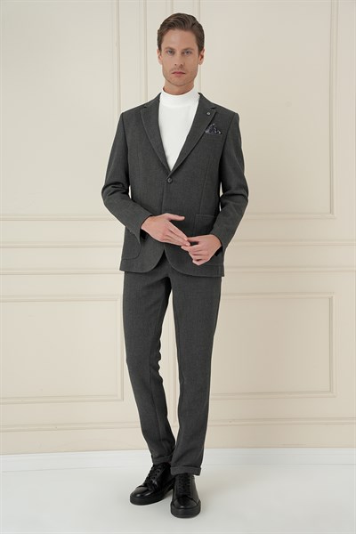 Slim Fit Torba Cepli Esnek Pamuklu Füme Ceket C 694